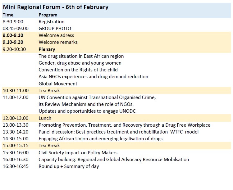 Agenda for the WFAD Regional Forum
