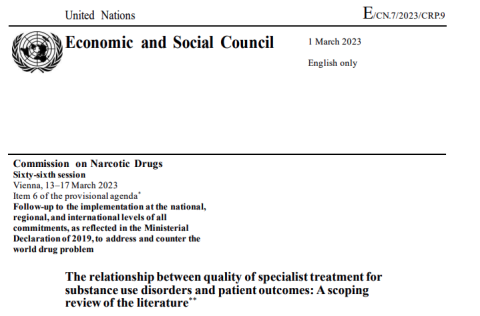 COver of The Relationship Between Quality of Specialist Treatment for Substance Use Disorders and Patient Outcomes: A Scoping Review of the Literature