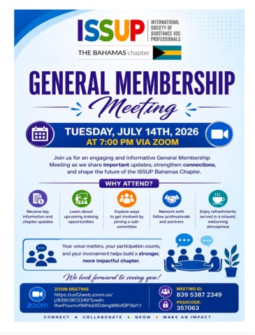 ISSUP Bahamas Members Meeting Flyer - July 2026