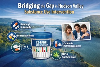 Infographic: Comprehensive 22-panel urine drug screening in substance use intervention — detecting fentanyl, opioids, benzodiazepines, and synthetic drugs — Hudson Valley, New York — ISSUP IRIEN, Benjamin Zohar NCACIP