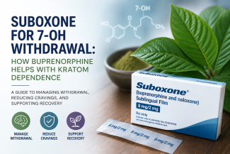Suboxone for 7-OH withdrawal and kratom dependence with buprenorphine support for cravings, withdrawal management, and recovery.