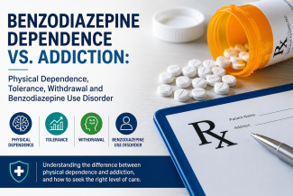  Benzodiazepine physical dependence can occur during prescribed use and is not the same as addiction. This guide explains tolerance, misuse, withdrawal, tapering, overdose risk, and when a clinical assessment may be appropriate.