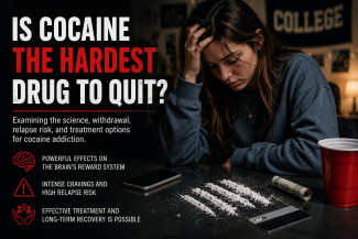 A visual overview of why cocaine is considered one of the most difficult drugs to quit, highlighting cravings, relapse risk, and evidence-based treatment.