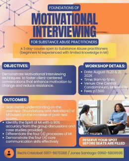 Flyer showing details of the Foundations of Motivational Interviewing for Substance Abuse Practitioners. 